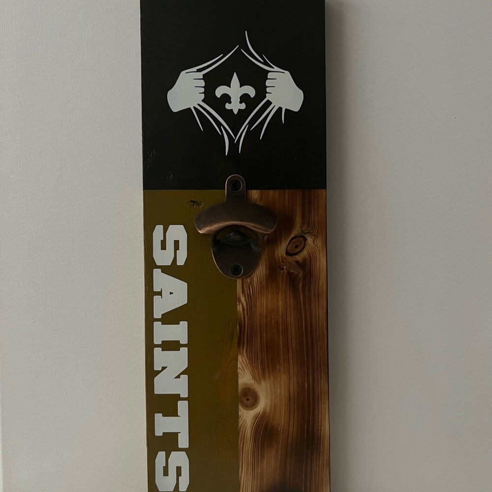 New Orleans Saints Wooden Beer Bottle Opener ⚜️